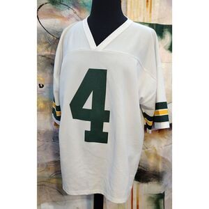 Green Bay Packers Vintage Brett Favre Logo 4 Football Jersey X Large White NFL